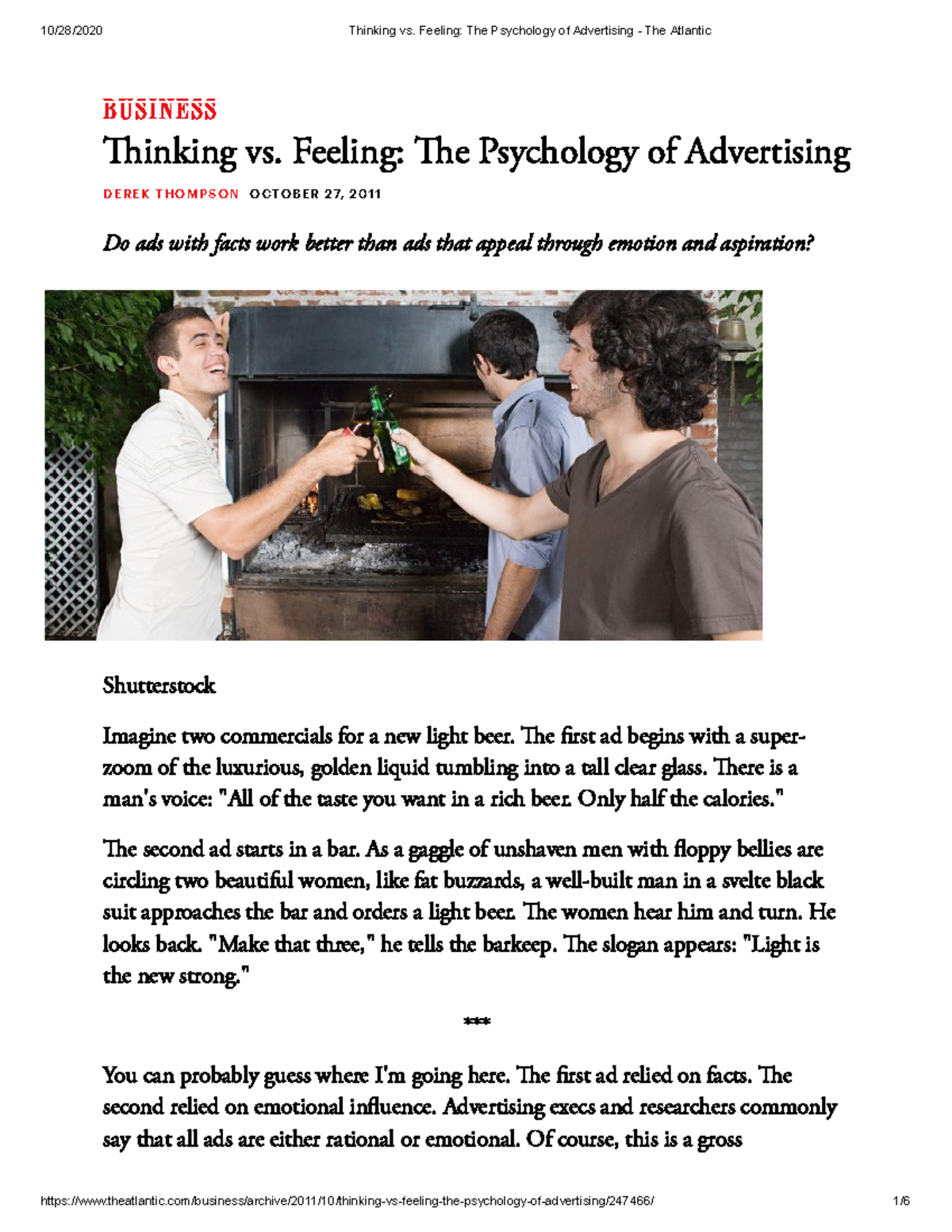 Thinking vs. Feeling The Psychology of Advertising - The Atlantic ...