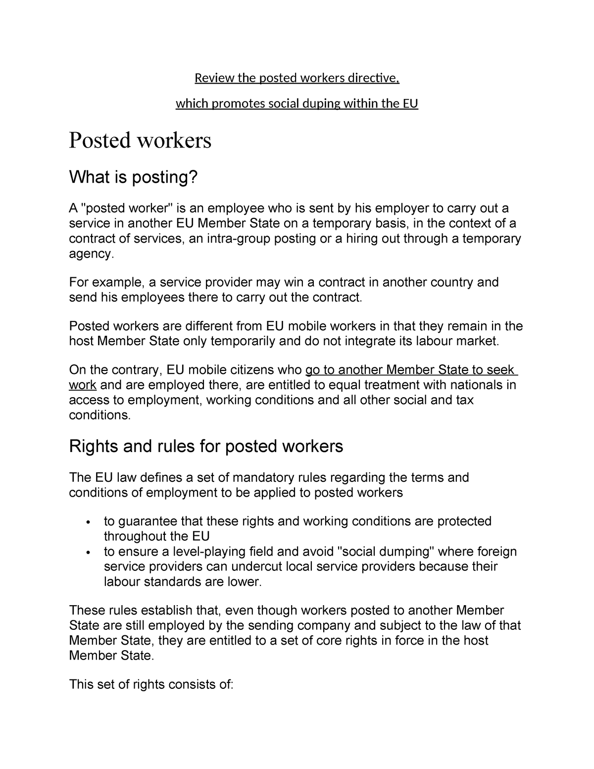 posted workers thesis