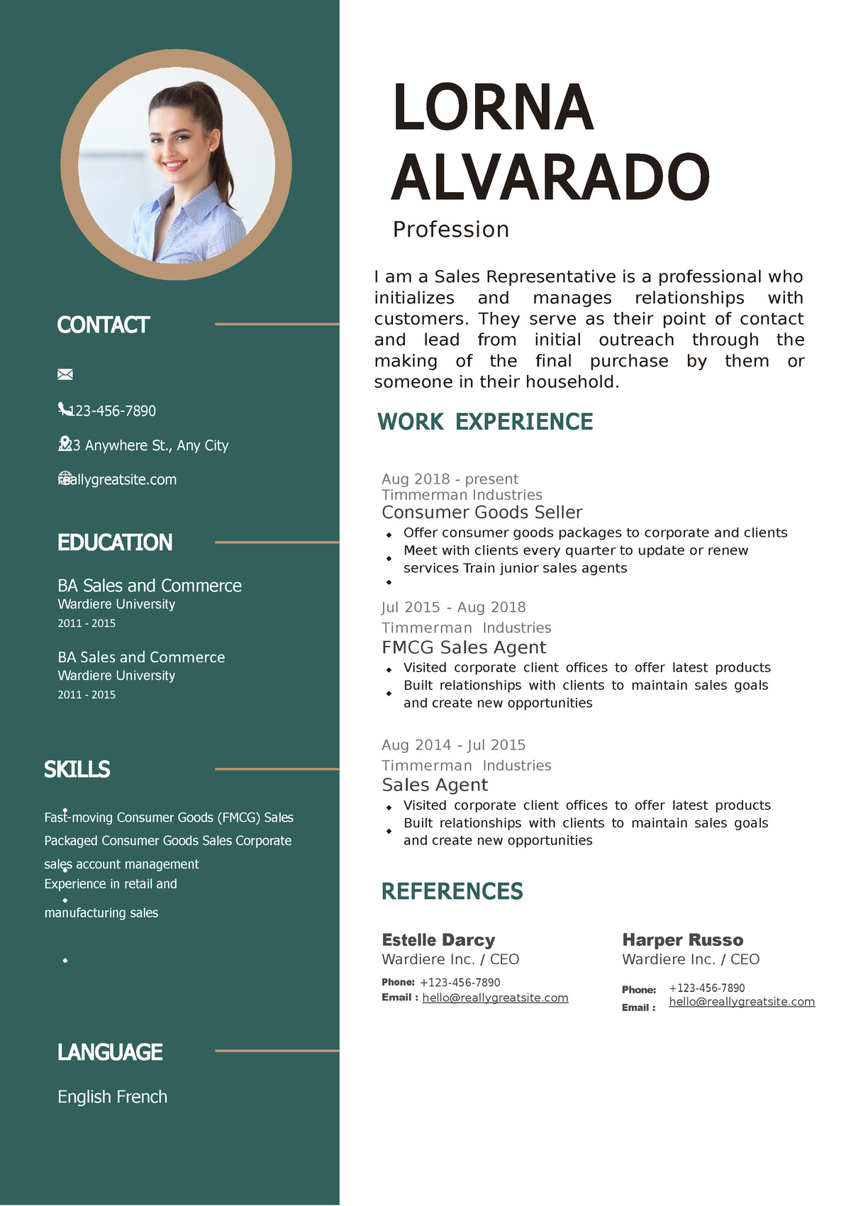 Education template 1 - LORNA ALVARADO Profession I am a Sales ...