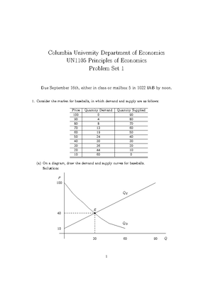 Problem Set 3 Solutions - Columbia University Department of Economics ...