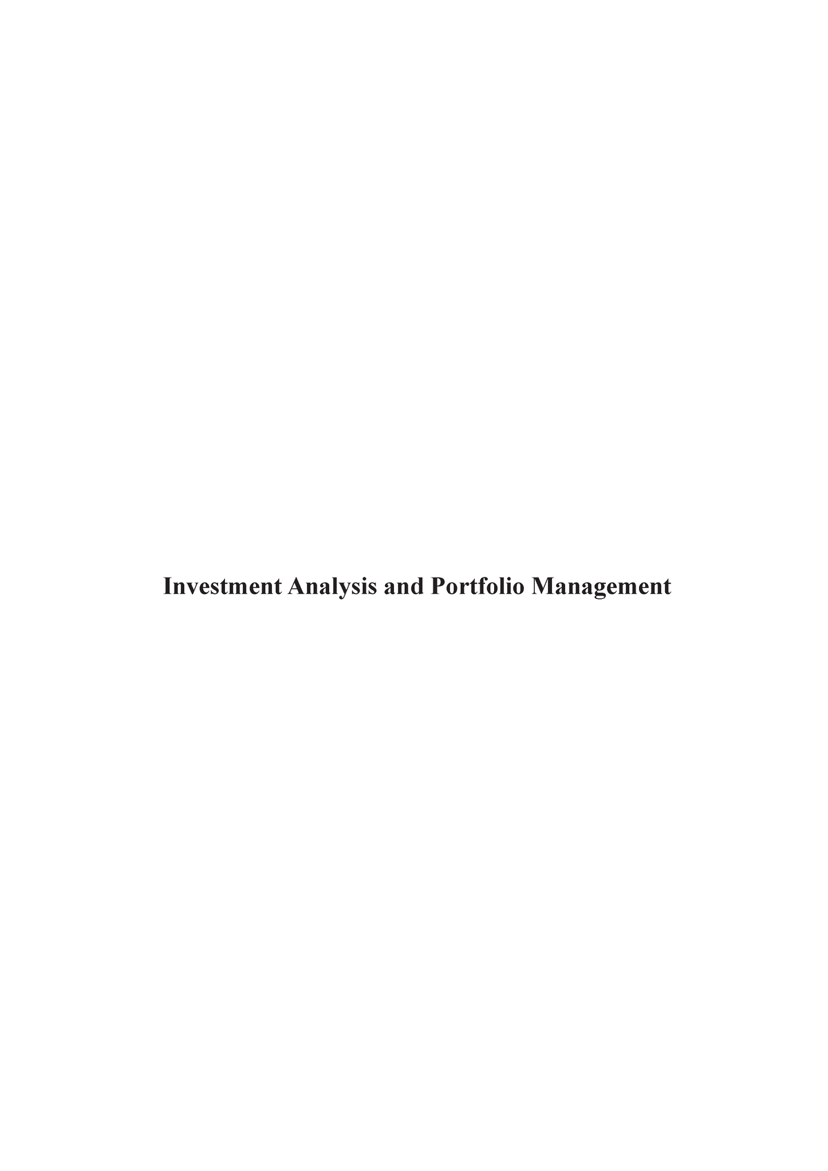 article review on investment analysis and portfolio management