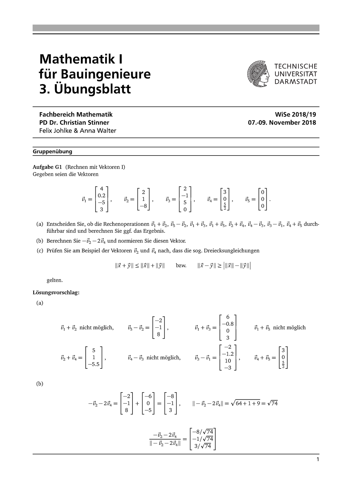 UE03 GL - Mathe-Übung Aus WS 2018/2019 - Mathematik I Für Bauingenieure ...