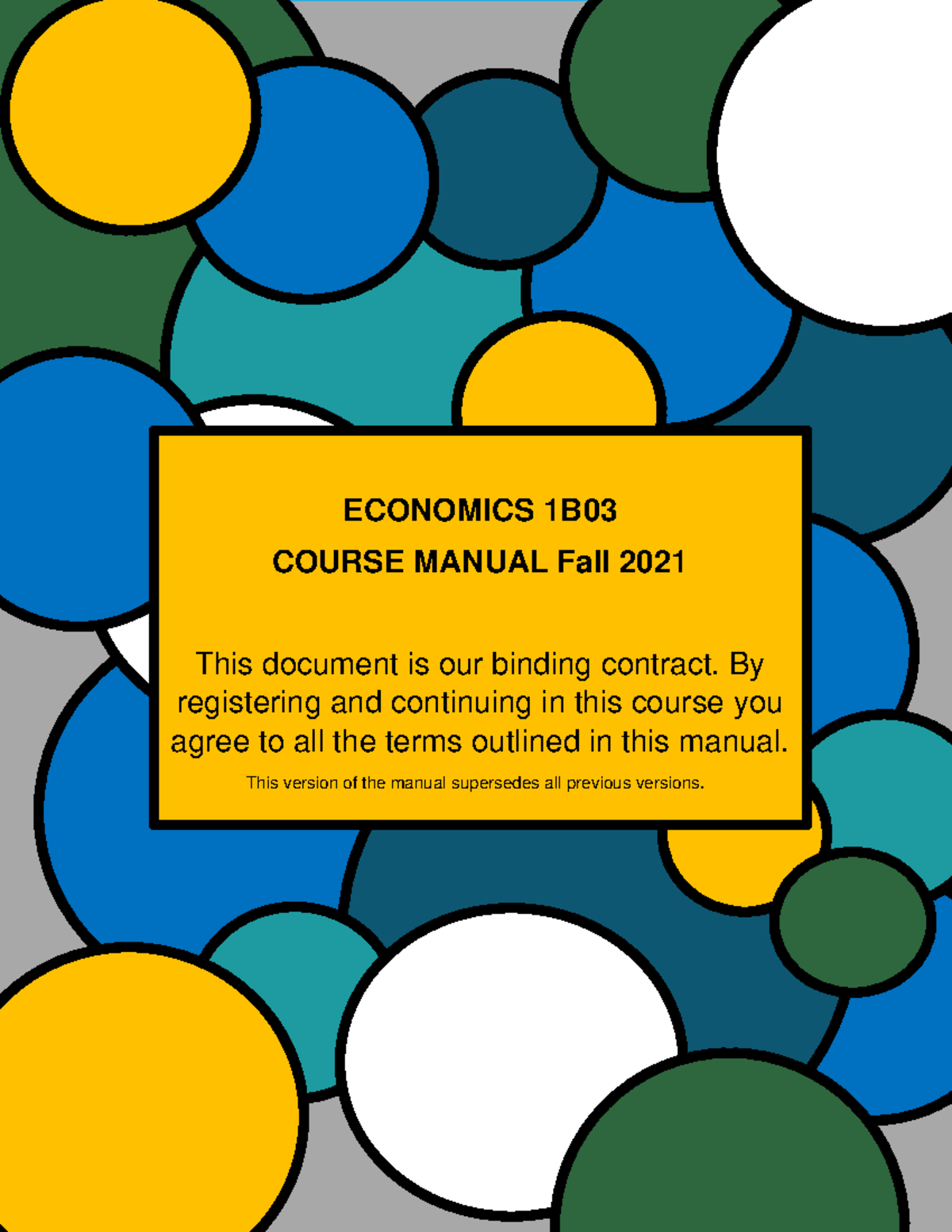 ECONOMICS 1B03 Fall 2021 Course Manual - Econ 1B03 - McMaster - Studocu