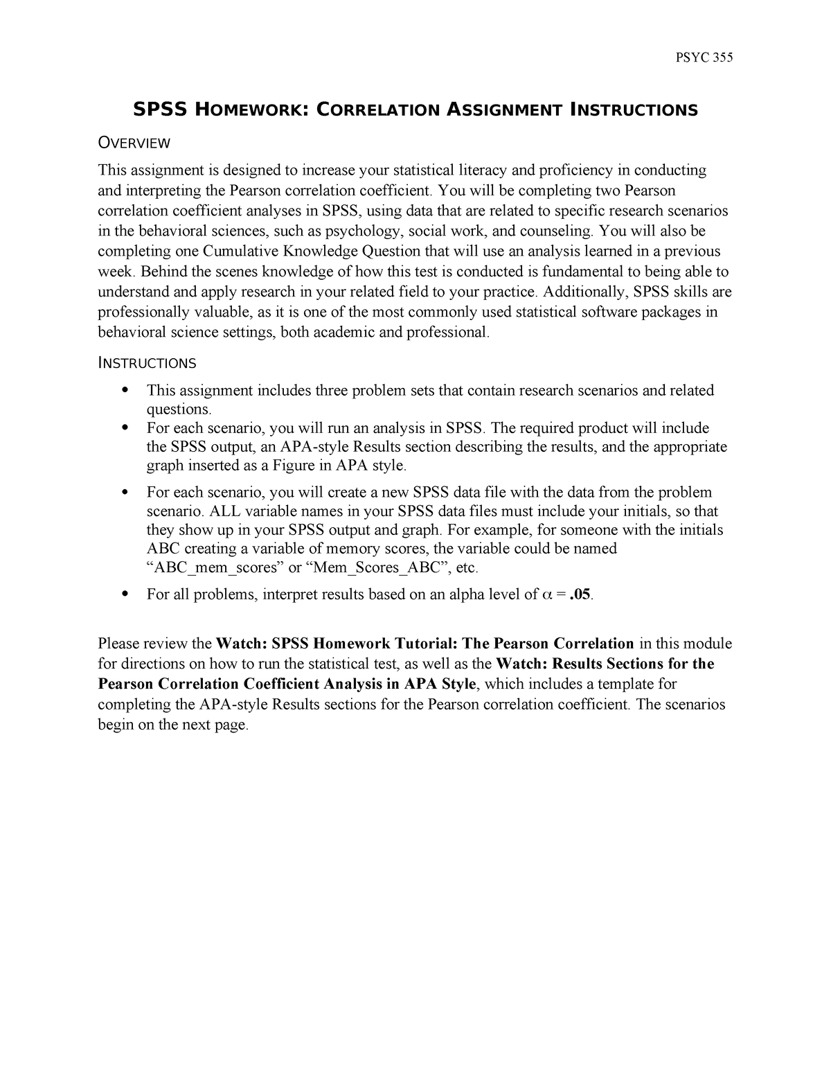 spss homework correlation assignment