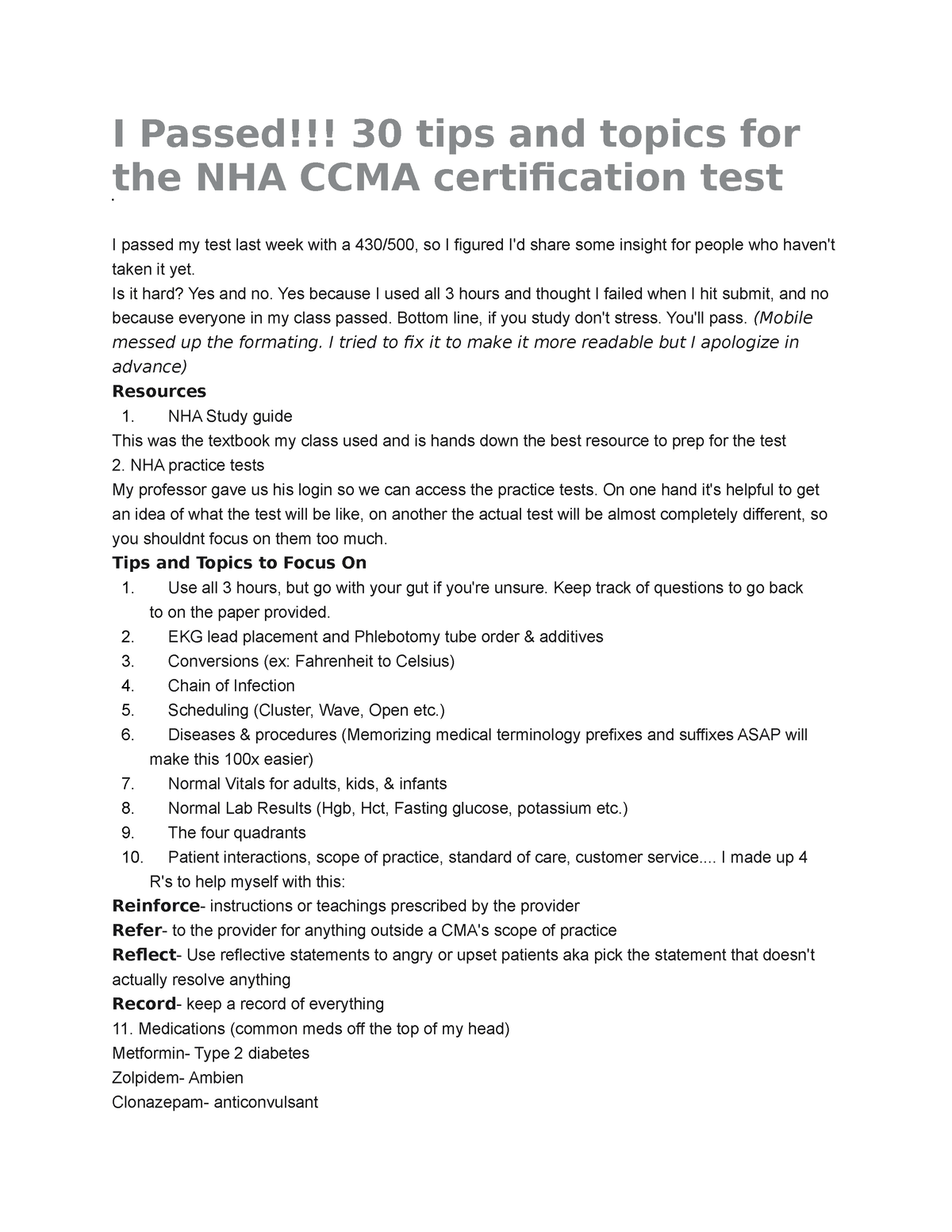 Pass CCMA practice test questions I Passed!!! 30 tips and topics
