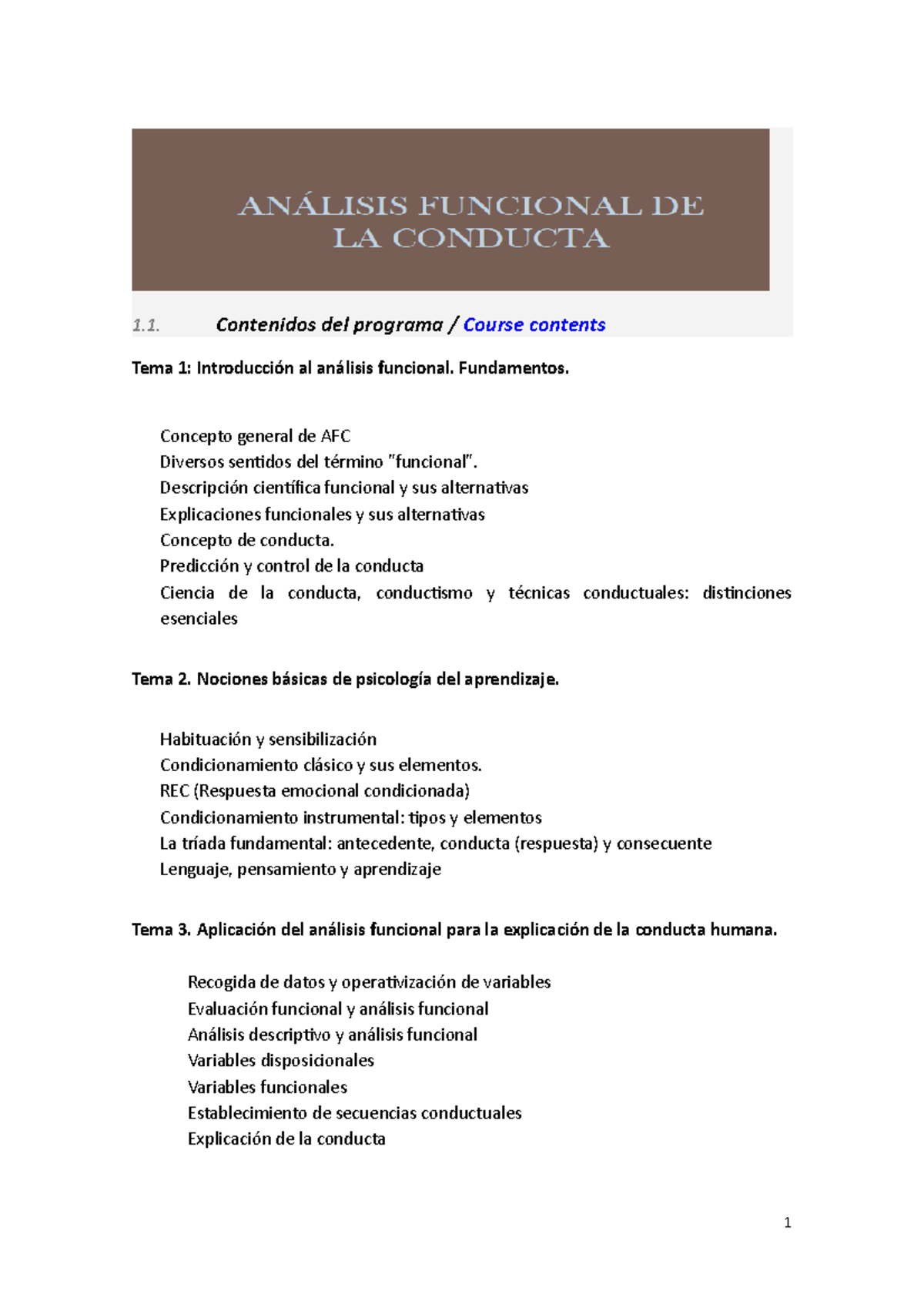 Análisis Funcional Completo - 1. Contenidos Del Programa / Course ...