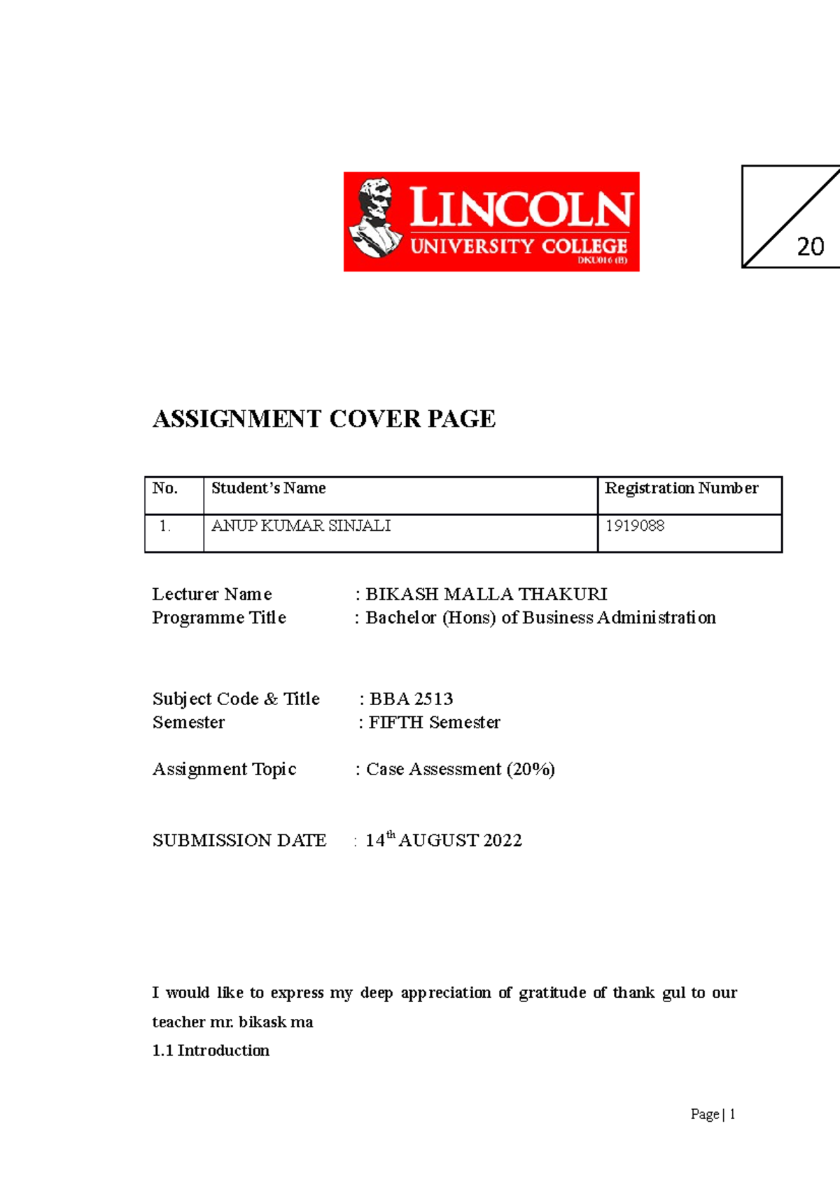 Assignment Cover PAGE - Assessment Task 2 Bsbsus 511 - ASSIGNMENT COVER ...