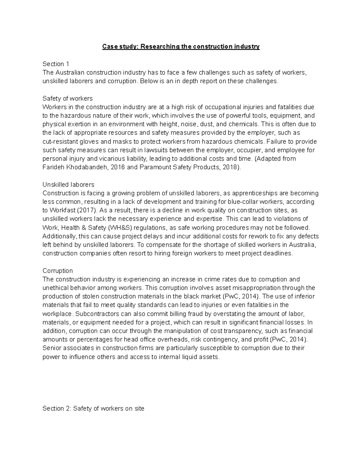 Srikumar - 220235742 - Case Study Researching the construction industry ...