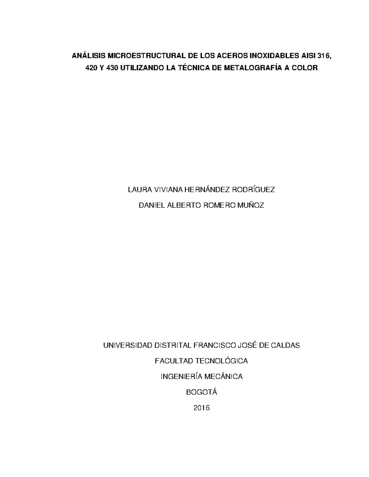 Análisis Microestructural DE LOS Aceros Inoxidables AISI 316, 420 Y 430 ...