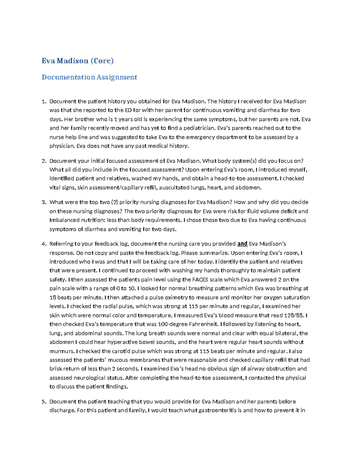 Documentation Eva Madison - Eva Madison (Core) Documentation Assignment ...