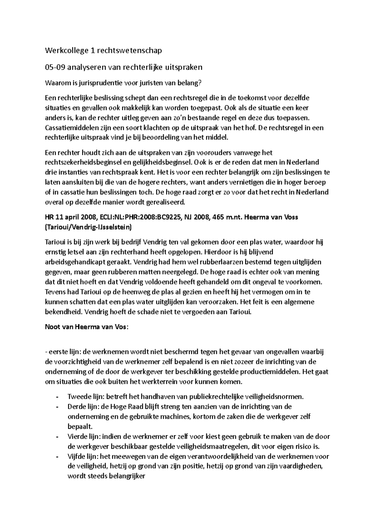 Dialoogcollege 1 Analyseren Van Rechterlijke Uitspraken - Werkcollege 1 ...