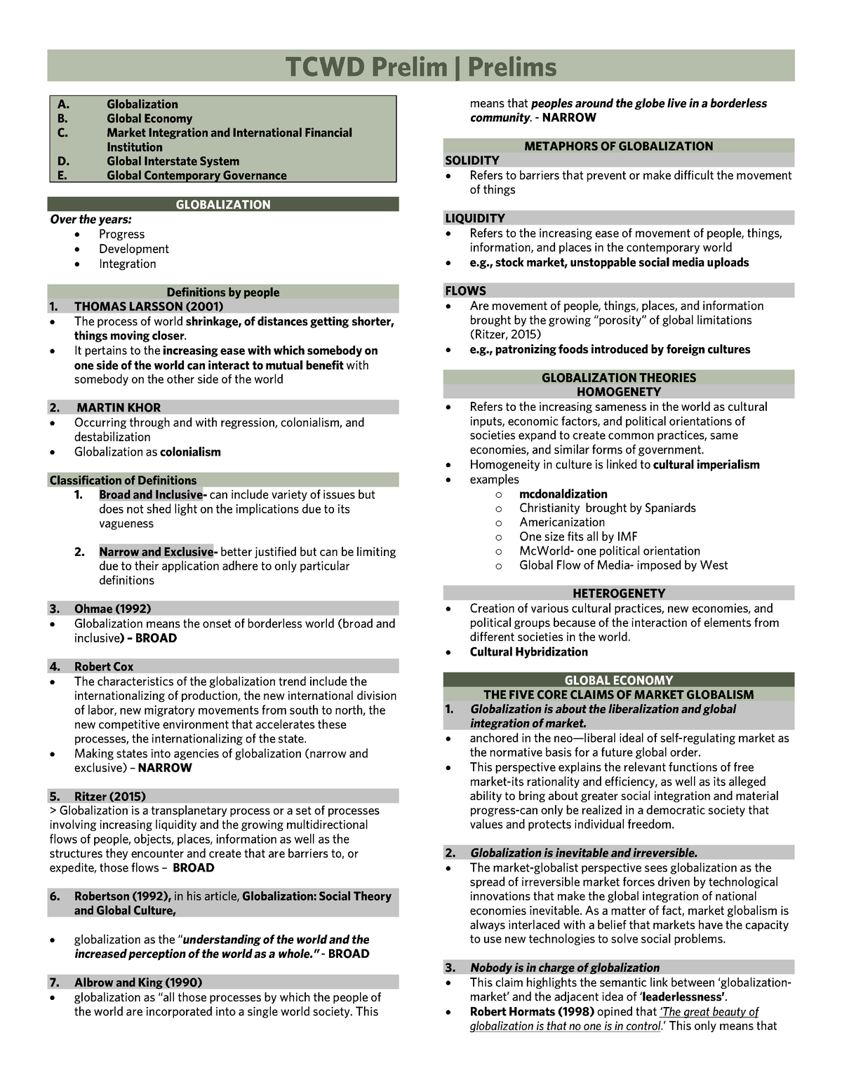 TCWD211 The Contemporary World Prelim Reviewer ...