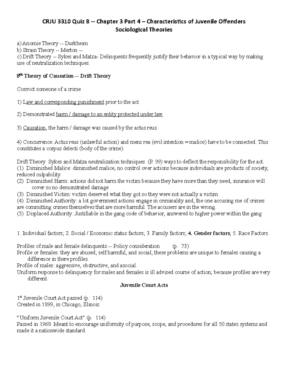 Characteristics Of Juvenile Pt.2 - CRJU 3310 Quiz 8 - Chapter 3 Part 4 ...