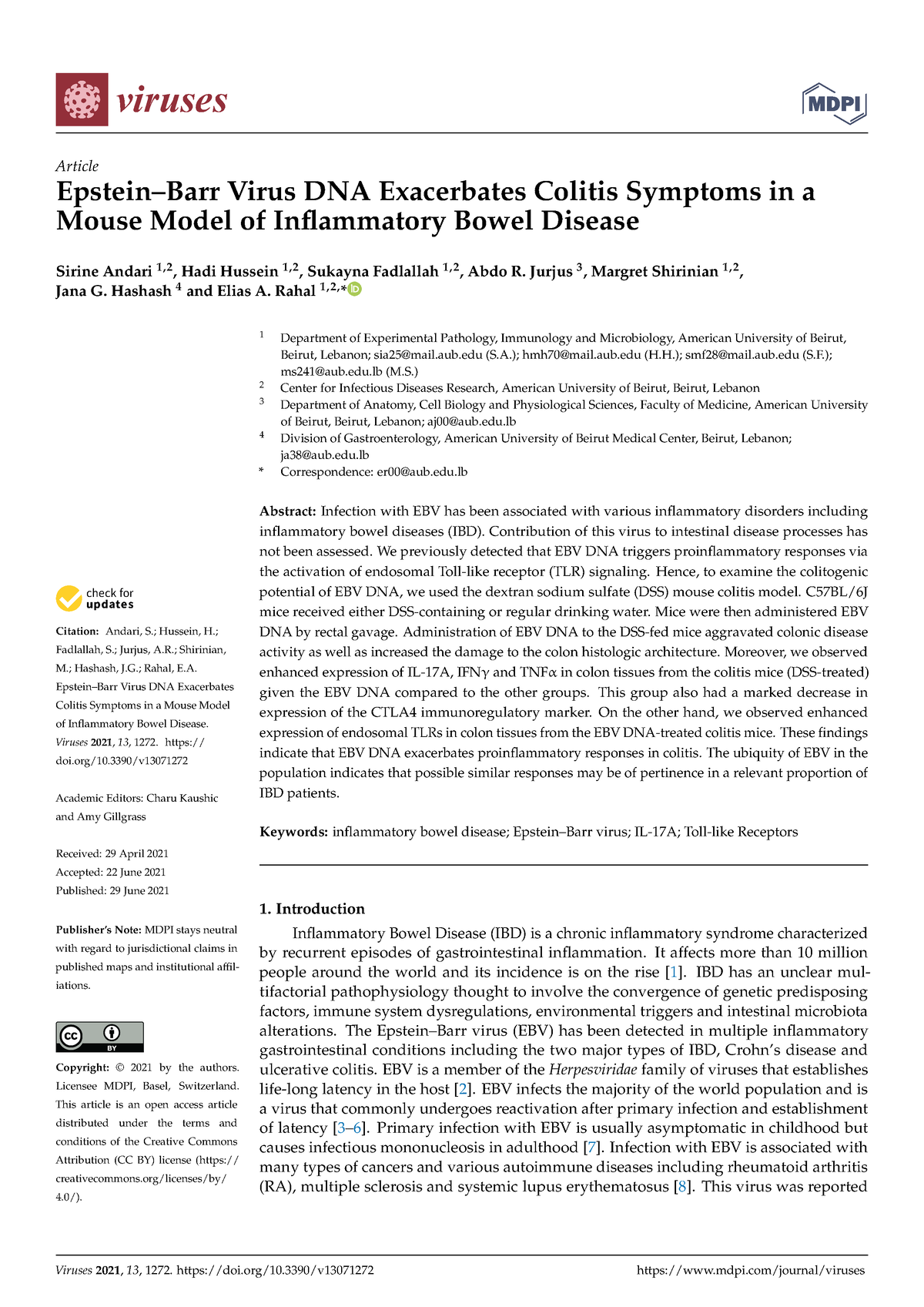 Viruses 2021 - NCBI ARTICLE - viruses Article Epstein–Barr Virus DNA ...