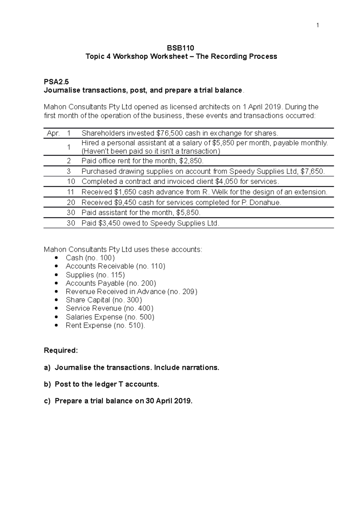 Workshop 4 - Tutorial Work - BSB Topic 4 Workshop Worksheet – The ...