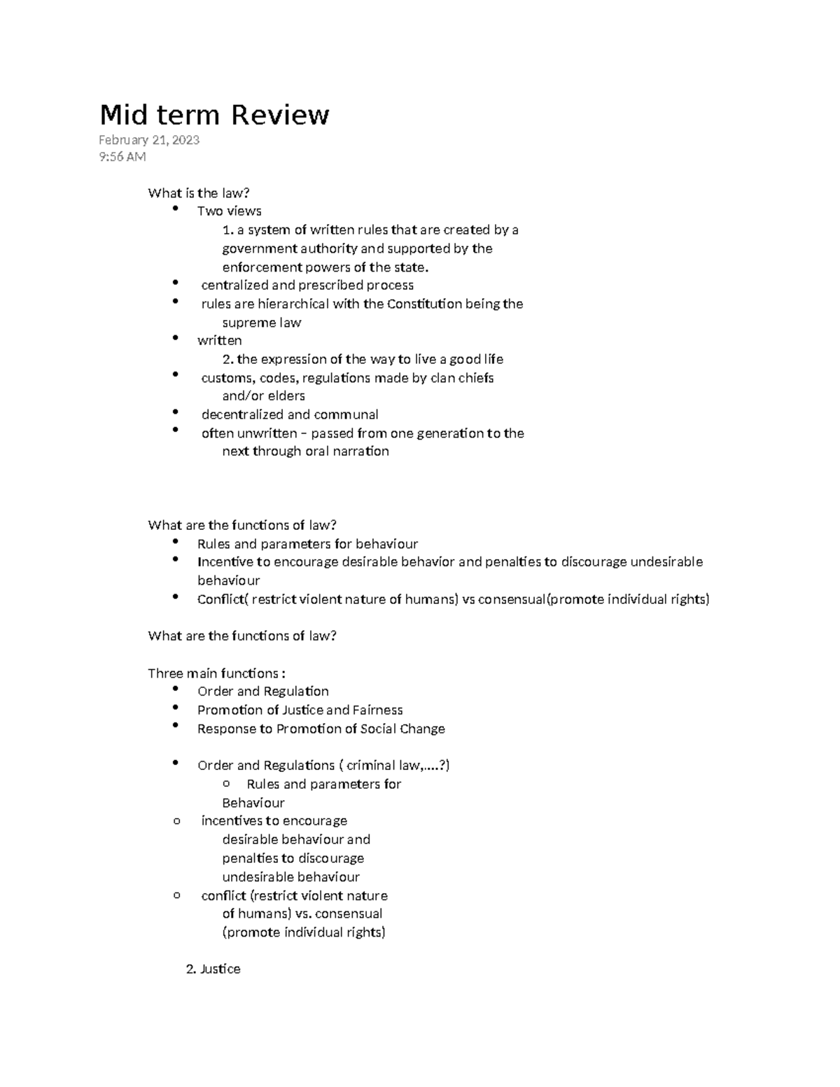 Mid term Review - Summary Legal Fundamentals for Canadian Business 4th ...