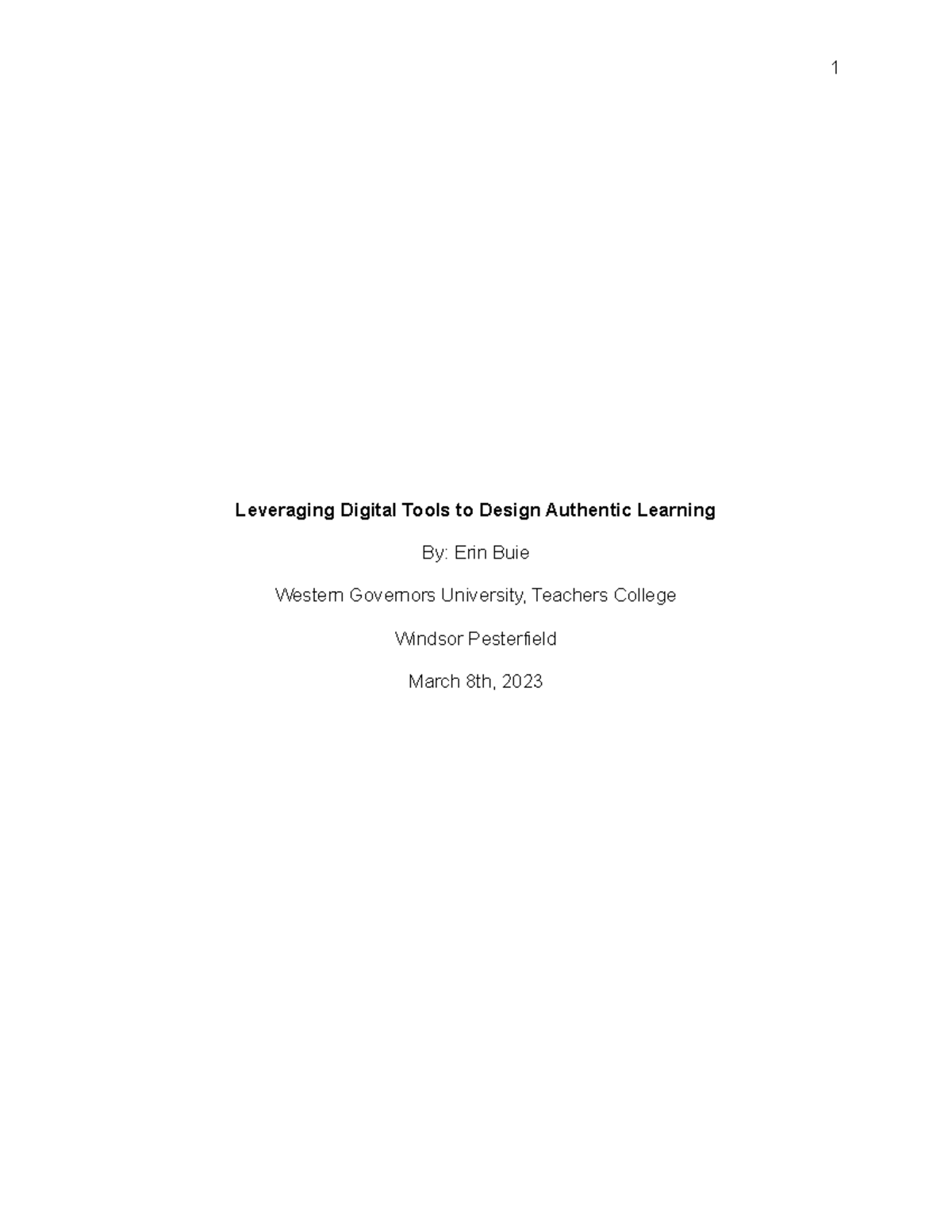 D185 Task 3 (1) - Task 3 assignment - Leveraging Digital Tools to ...