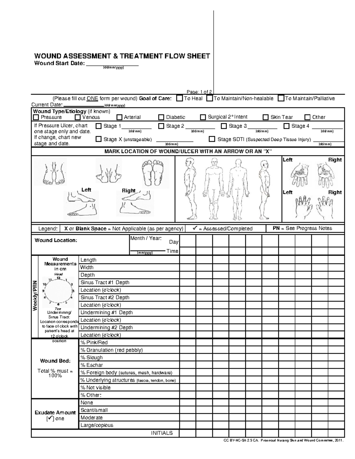 Wound Assessment - (Please fill out ONE form per wound) Goal of Care ...