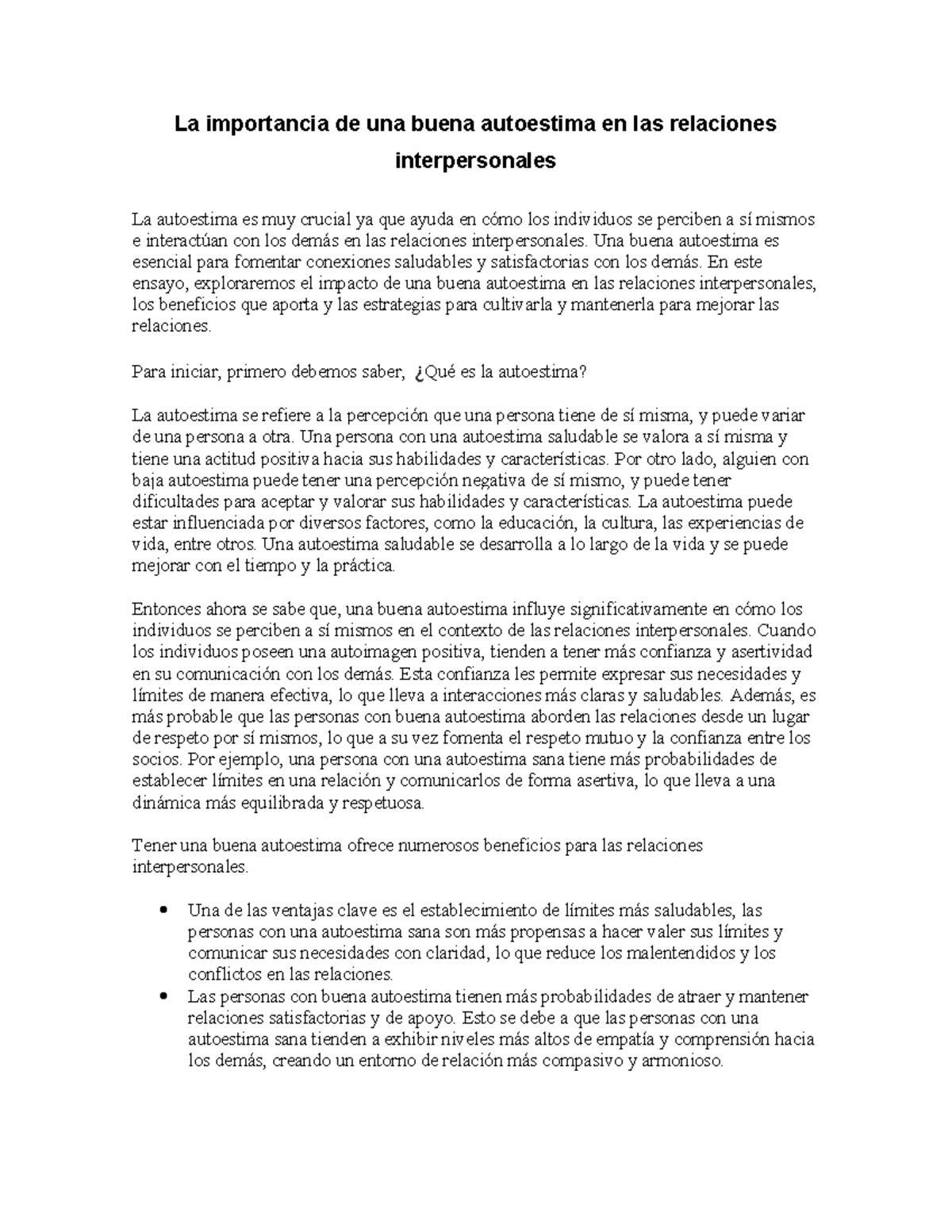La importancia de una buena autoestima en las relaciones ...