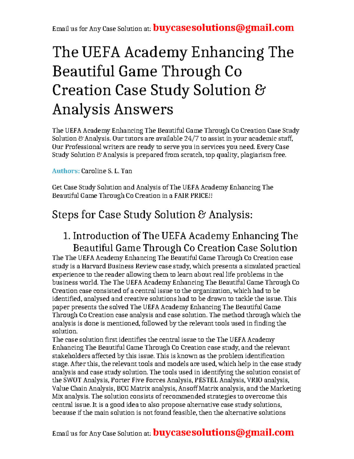 Case Solution The UEFA Academy Enhancing The Beautiful Game Through Co ...