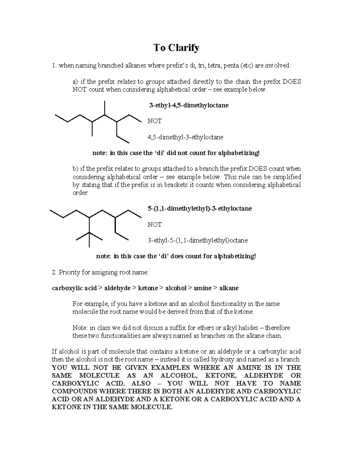 Nomenclature - To Clarify when naming branched alkanes where prefix’s ...