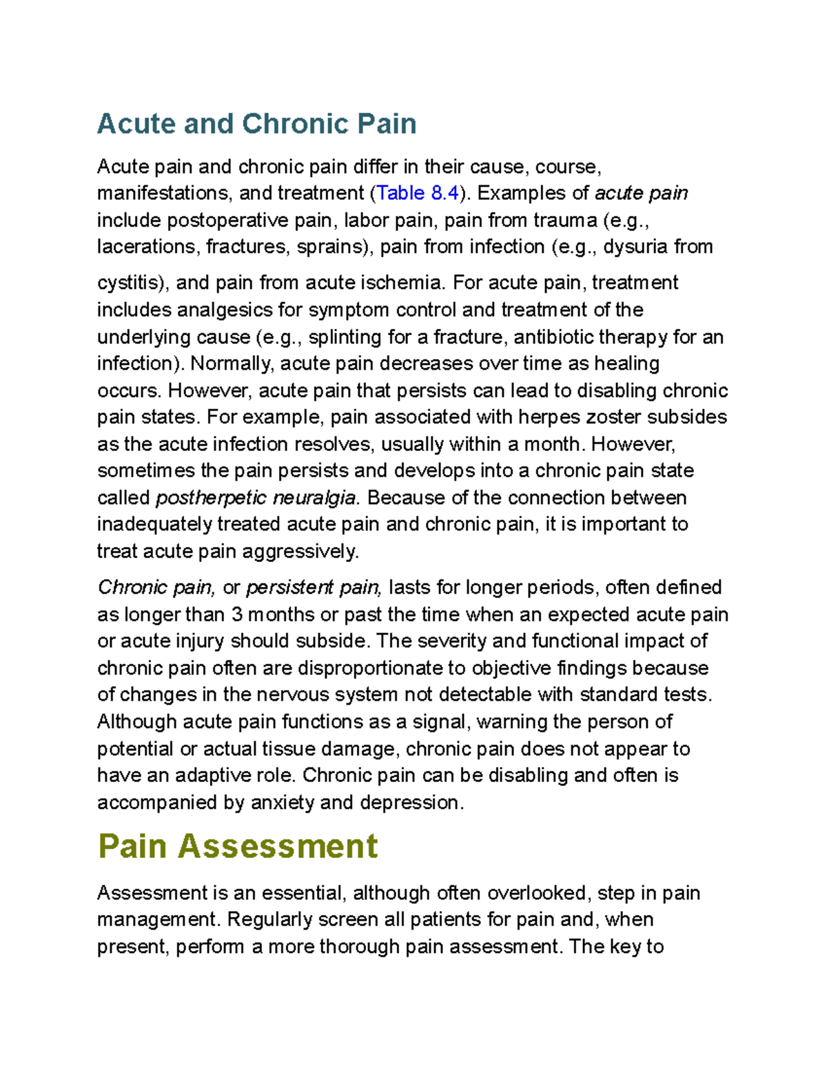 Acute and Chronic Pain carmines Acute and Chronic Pain Acute pain