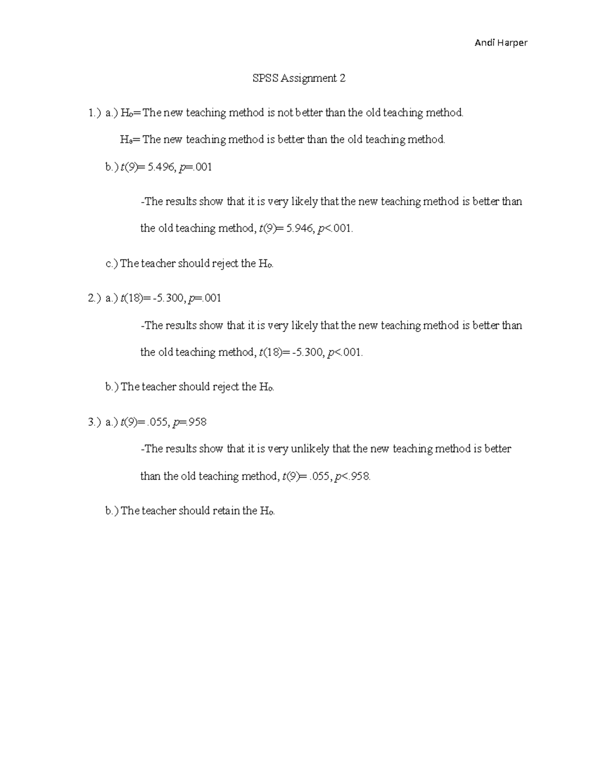 spss assignment 2