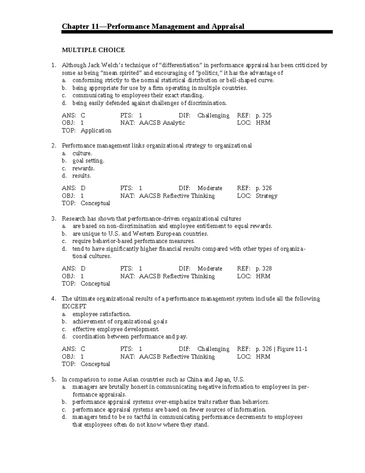 Exam 12 August 2020, questions and answers Chapter 11—Performance
