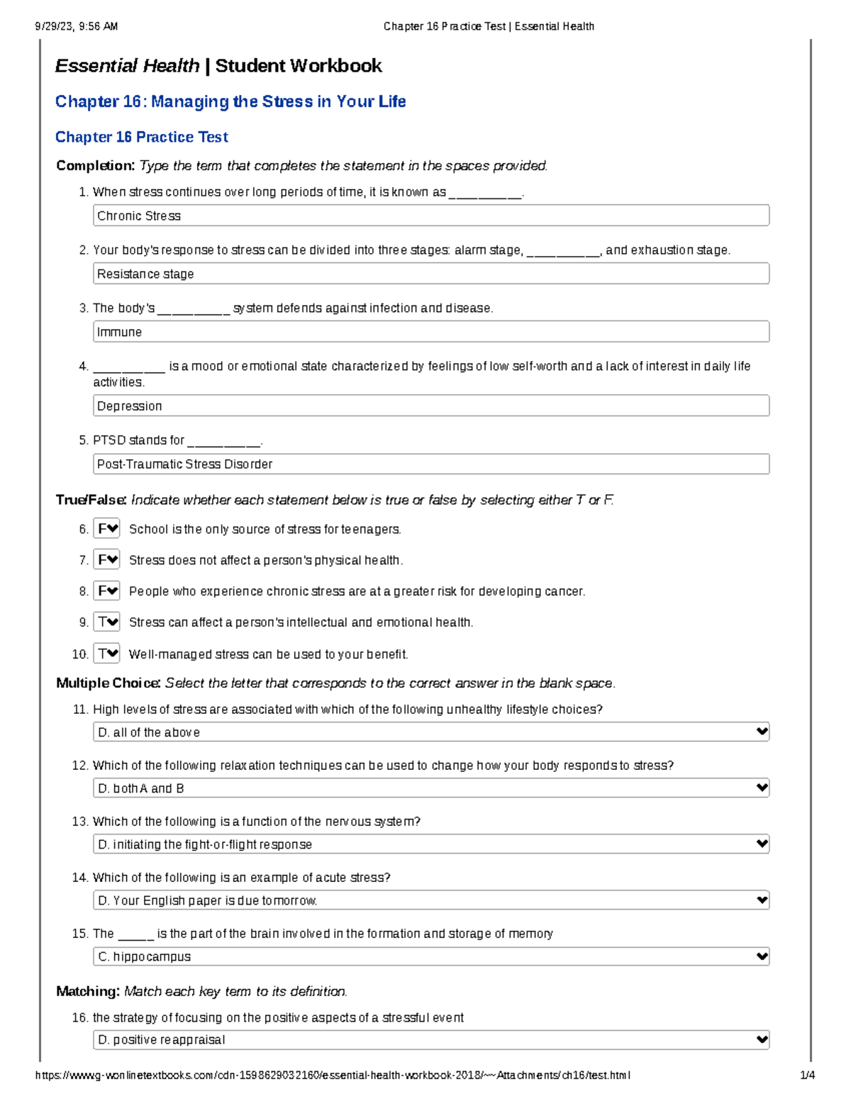 Chapter 16 Practice Test Essential Health - Essential Health | Student ...