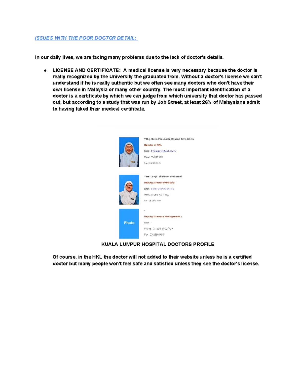Health report - ISSUES WITH THE POOR DOCTOR DETAIL: In our daily lives ...