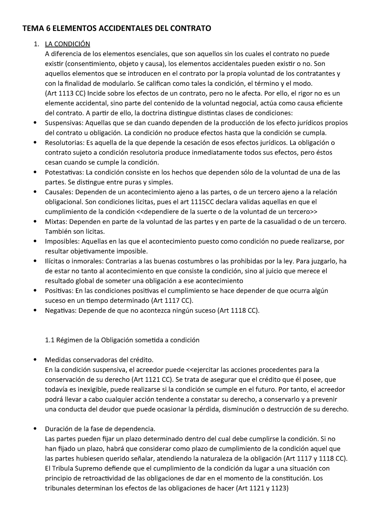 TEMA 6 Elementos accidentales del contrato 66016 StuDocu