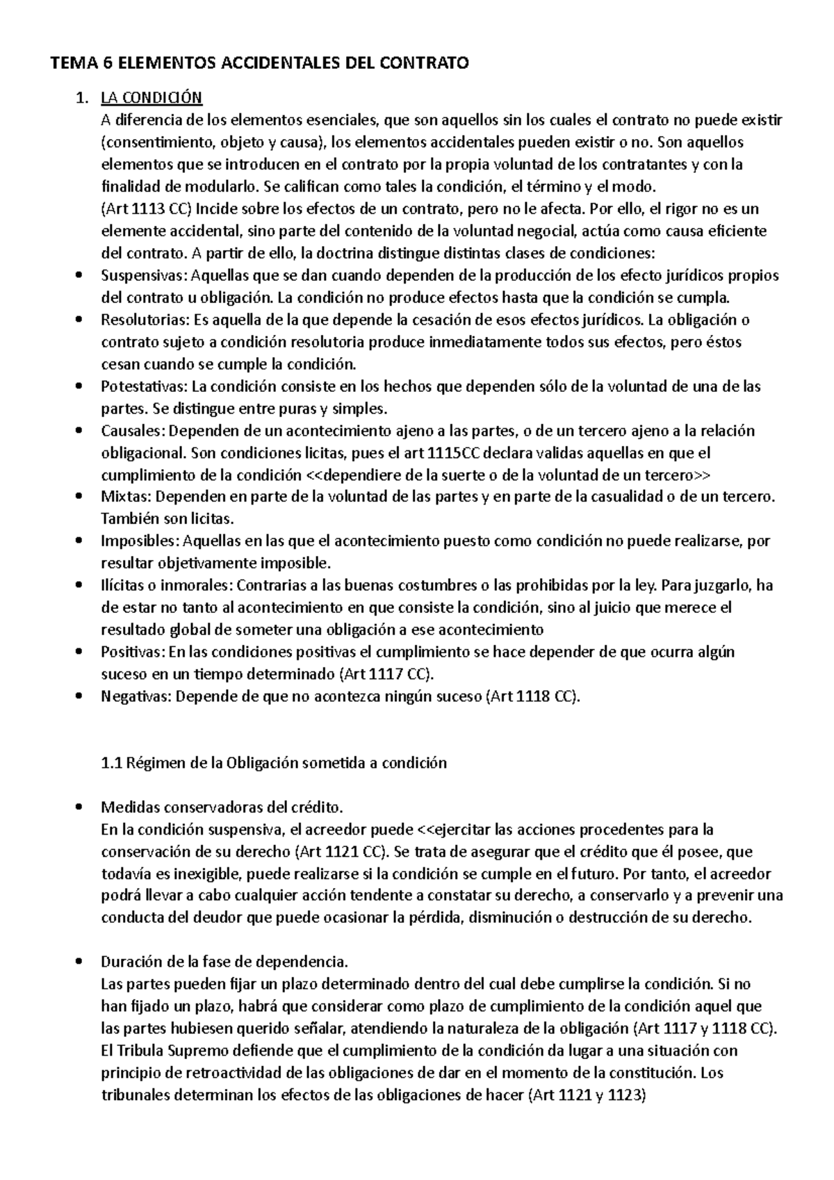 TEMA 6 Elementos accidentales del contrato TEMA 6 ELEMENTOS ACCIDENTALES DEL CONTRATO 1. LA A