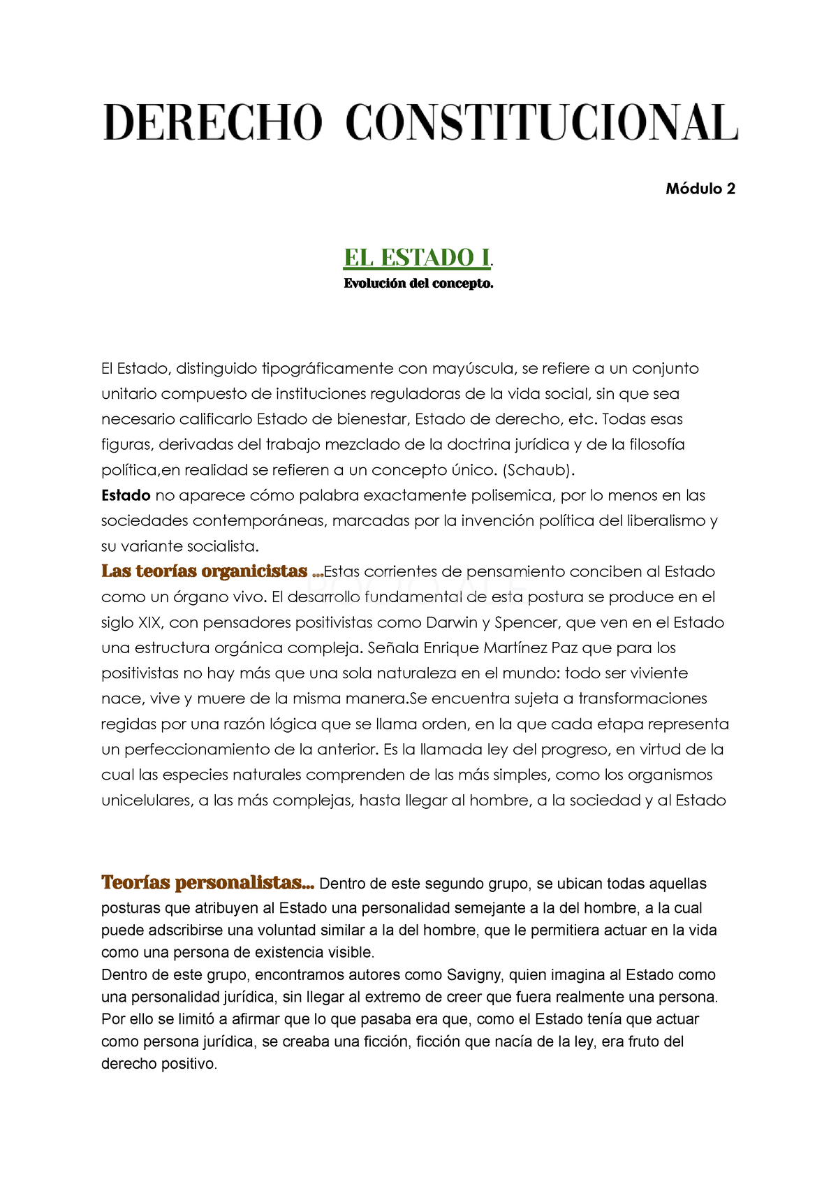 Derecho Constitucional Módulo 2 - Módulo 2 EL ESTADO I. Evolución Del ...