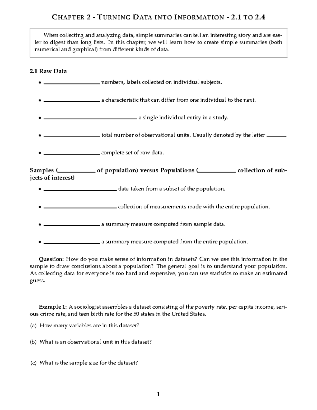 2 1 to 2 4 Notes Updated - CHAPTER 2 - TURNING DATA INTO INFORMATION ...