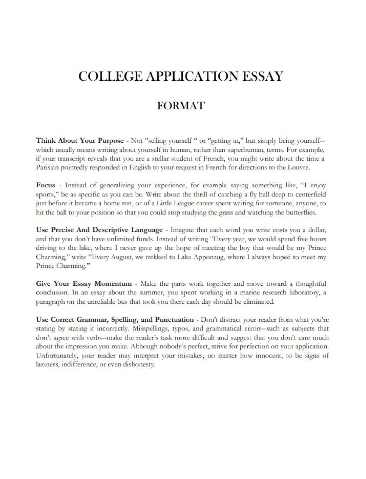 cite sources in a college application essay