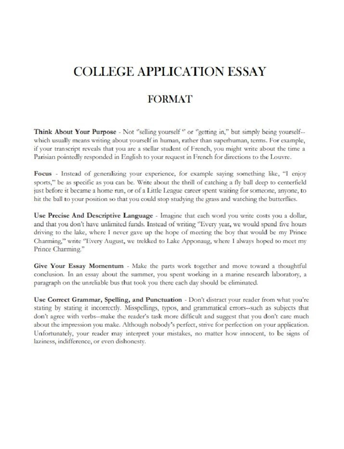 How To Format A College Application Essay Studocu