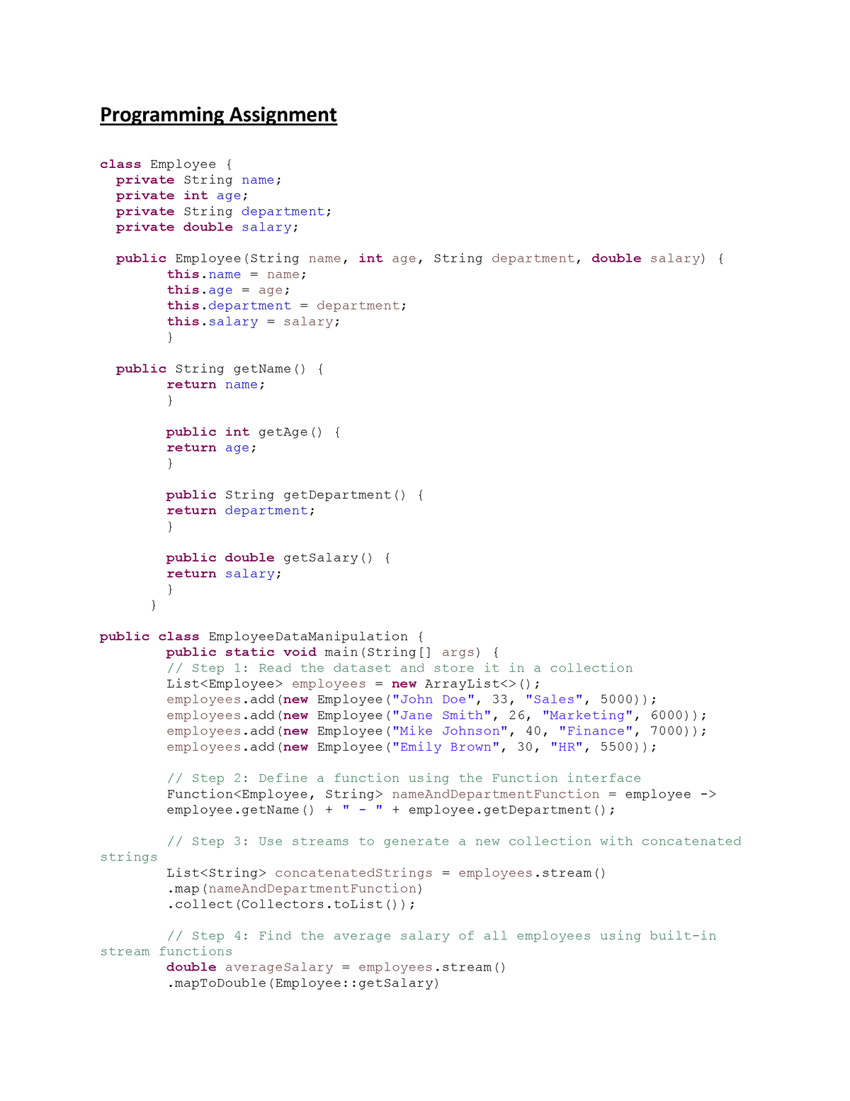 CS 1102 Unit 8 Programming Assignment - Programming Assignment Class ...