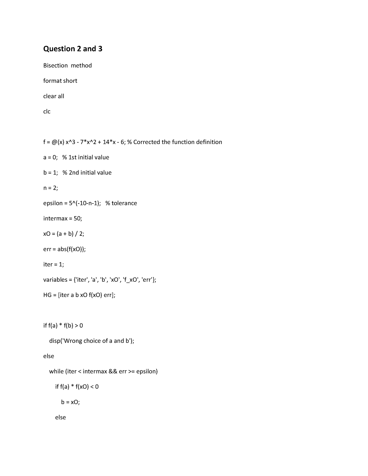 all-codes-matlab-numerical-methods-question-2-and-3-bisection-method