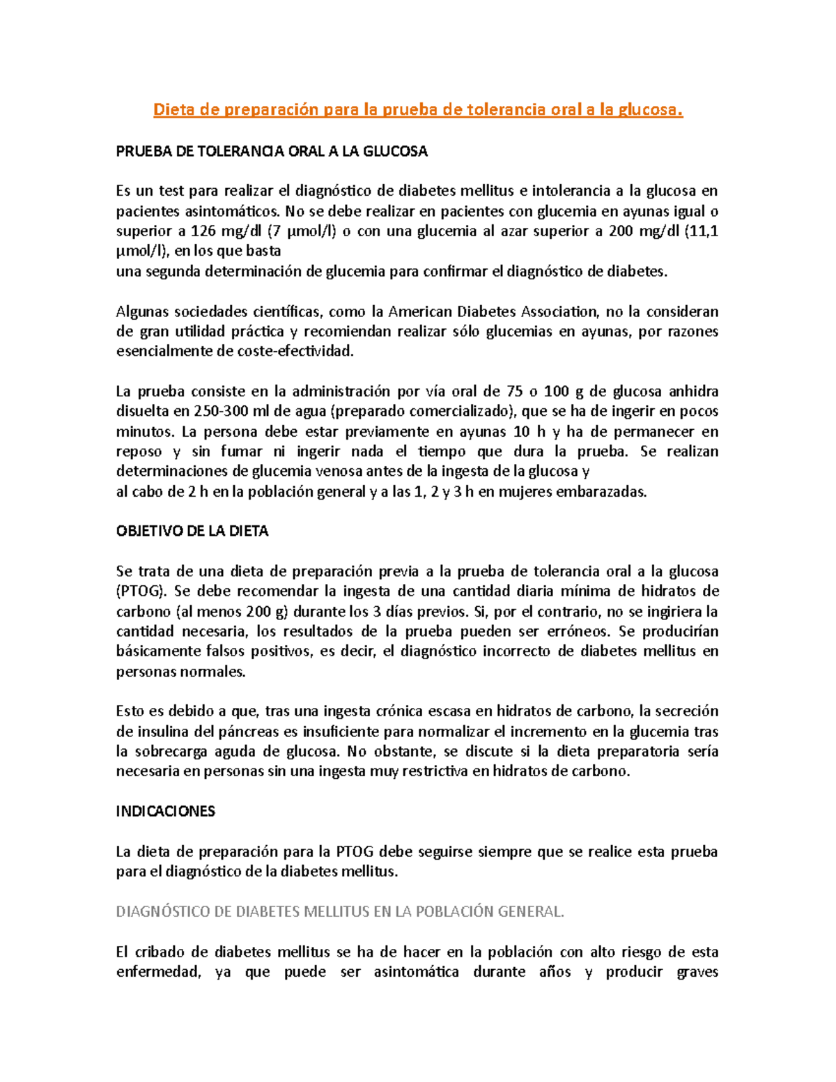 como se realiza el examen de glucosa basal