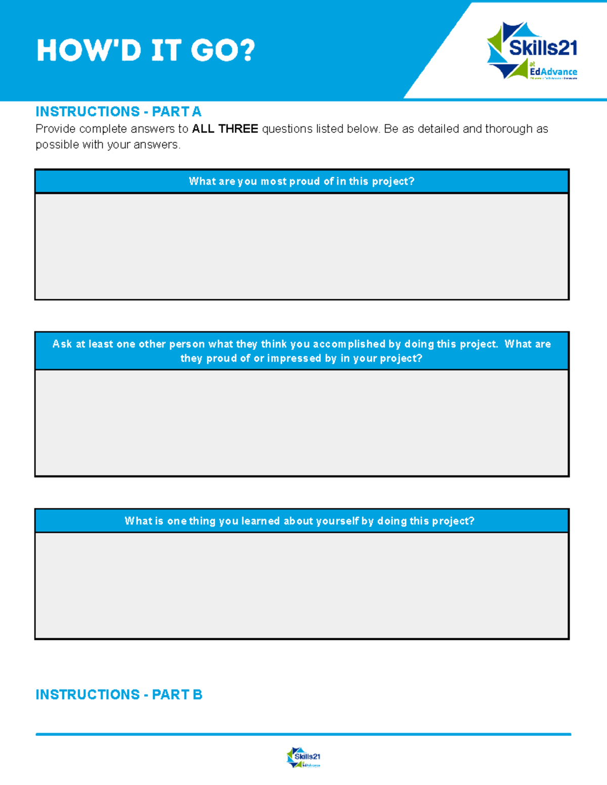 Copy of PIP - How'd It Go Activity - INSTRUCTIONS - PART A Provide ...