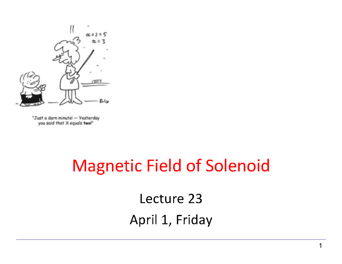 field of solenoid Field of Solenoid Lecture 23