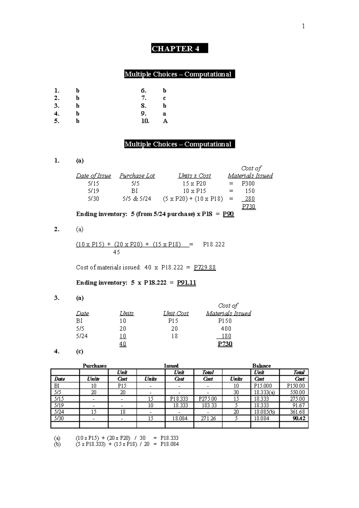 274289972 Chapter 4 Cost Acctg. And Control - CHAPTER 4 Multiple ...