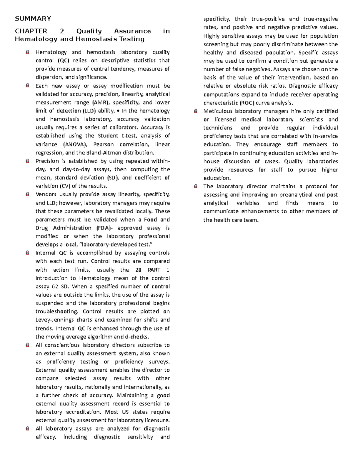 Summary chapter 2 Quality Assurance in Hematology and Hemostasis ...