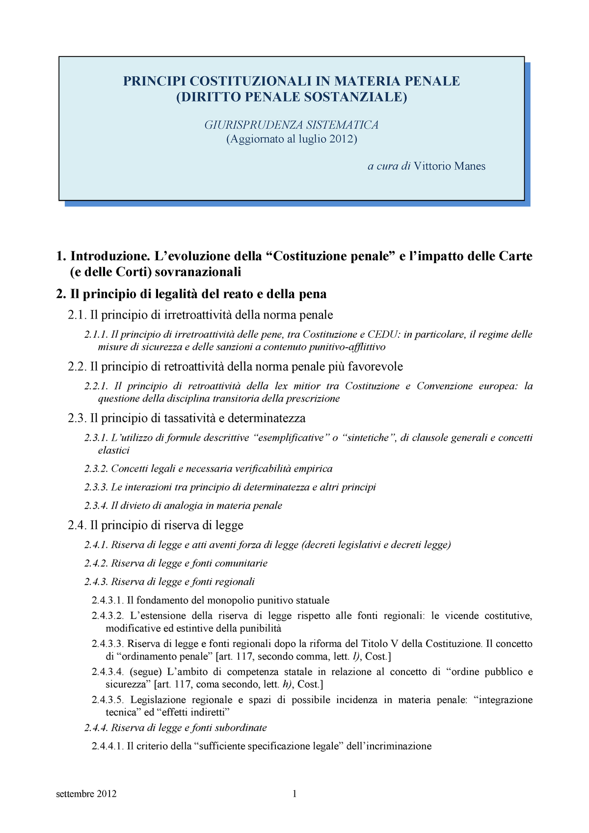 Principi Costituzionali In Materia Penale Luglio 2012 Studocu