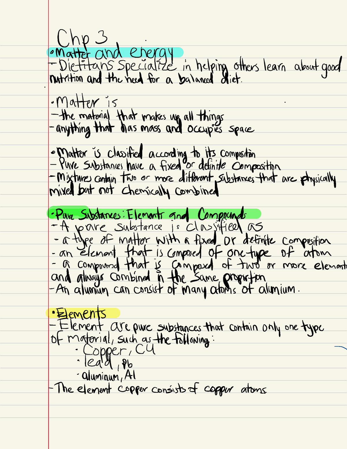 Chemistry - Notes for chapter 3 part 1 - Chp 3 • matter and energy ...