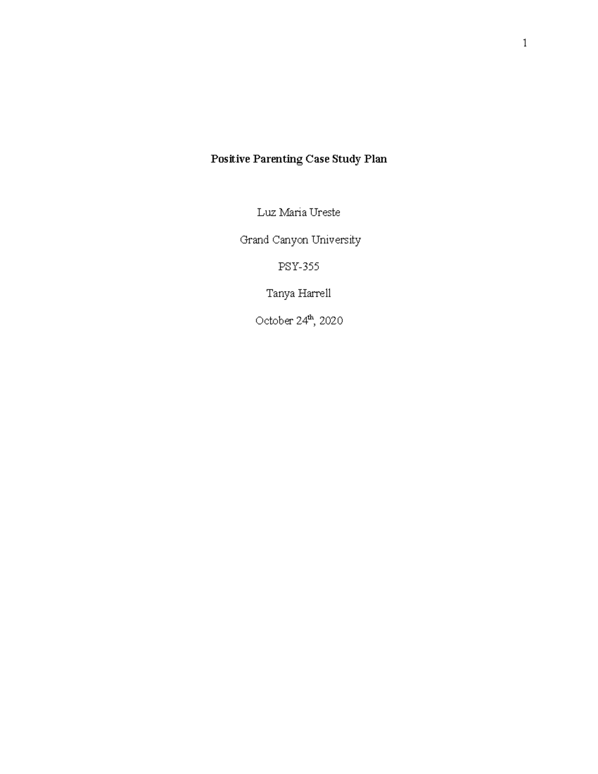 Positive Parenting Case Study Plan - Studocu