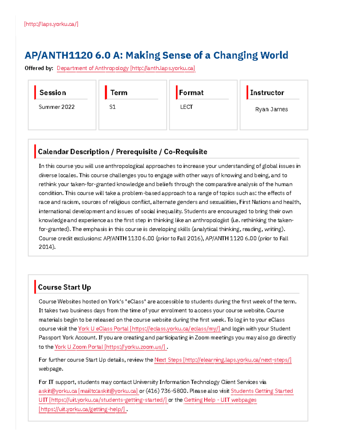 AP ANTH1120 6.0 A Term S1 Summer 2022 Course Outline Faculty of Liberal ...