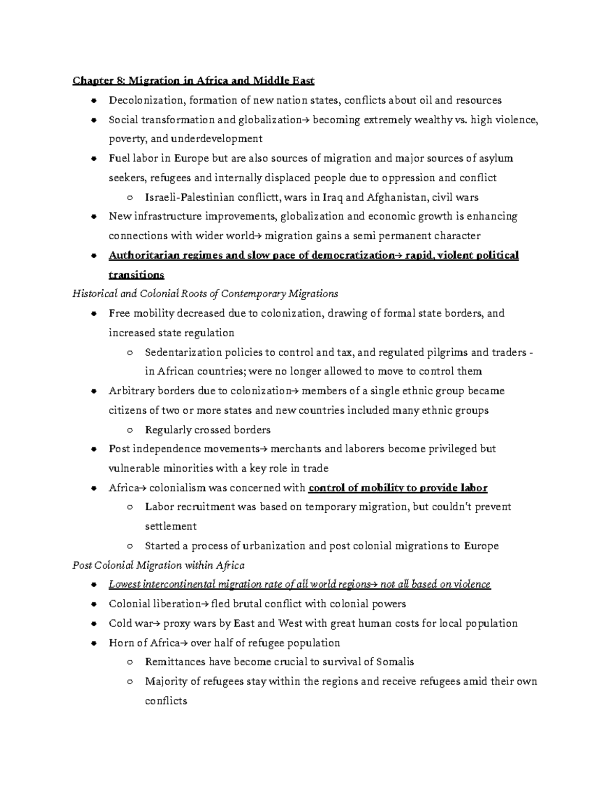 Chapter 8-10 - Lecture Notes on Ch 8-10 - Chapter 8: Migration in ...