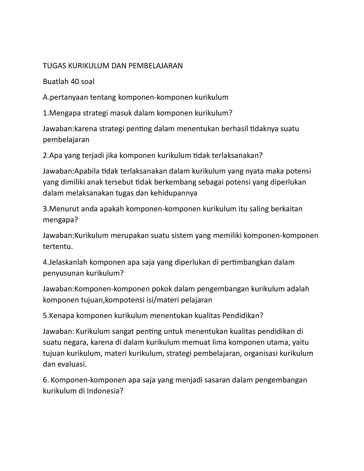 Tugas Kurikulum Bahasa Indonesia - TUGAS KURIKULUM DAN PEMBELAJARAN ...