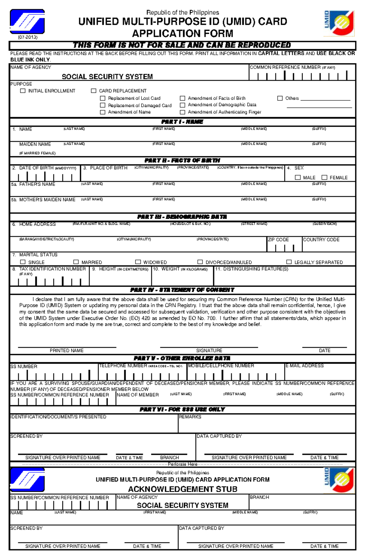 SSSForms UMID Application - NAME OF AGENCY COMMON REFERENCE NUMBER (IF ...